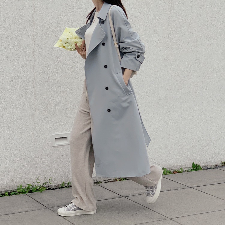 [tct0092] 韓国ファッション ダブルトレンチコート