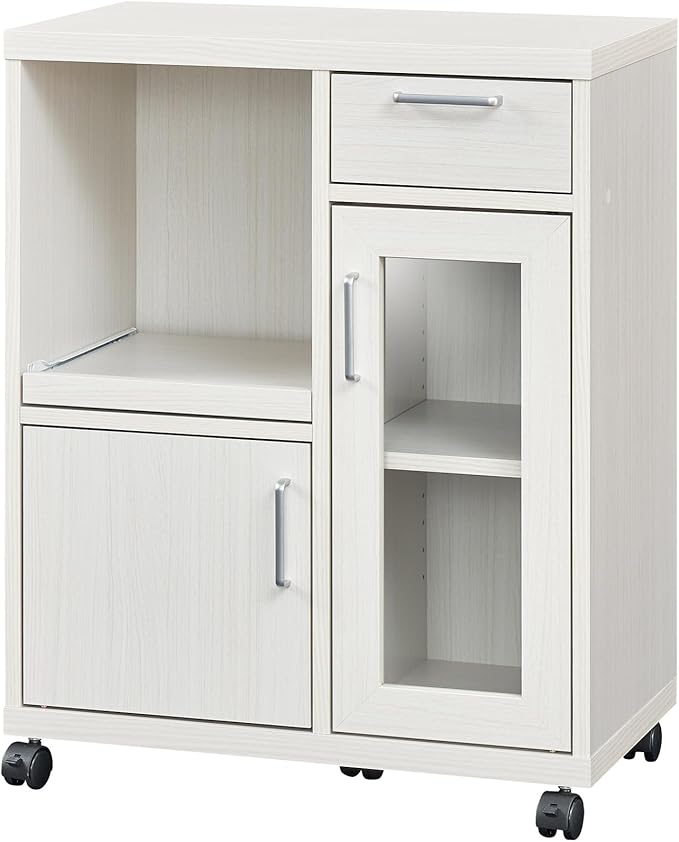 カウンターワゴン 食器棚 レンジ台 同シリーズで組み合わせ自由自在 一人暮らしの部屋や狭いスペースにぴったりサイズ ホワイト 白木目 ベーシックデザイン 幅63.1×奥行35.6×高さ80cm FUL 8,752円