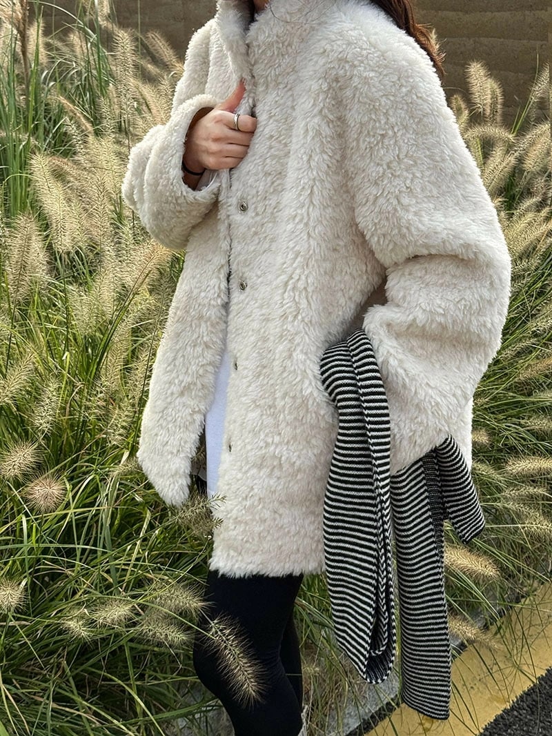 ボアコート レディース ボア コート アウター ブルゾン チュニック もこもこ 高見え 厚手 お尻隠れる ボアジャケット ロング 長いか 極暖 ドロップショルダー ゆったり 暖か オフホワイト 大