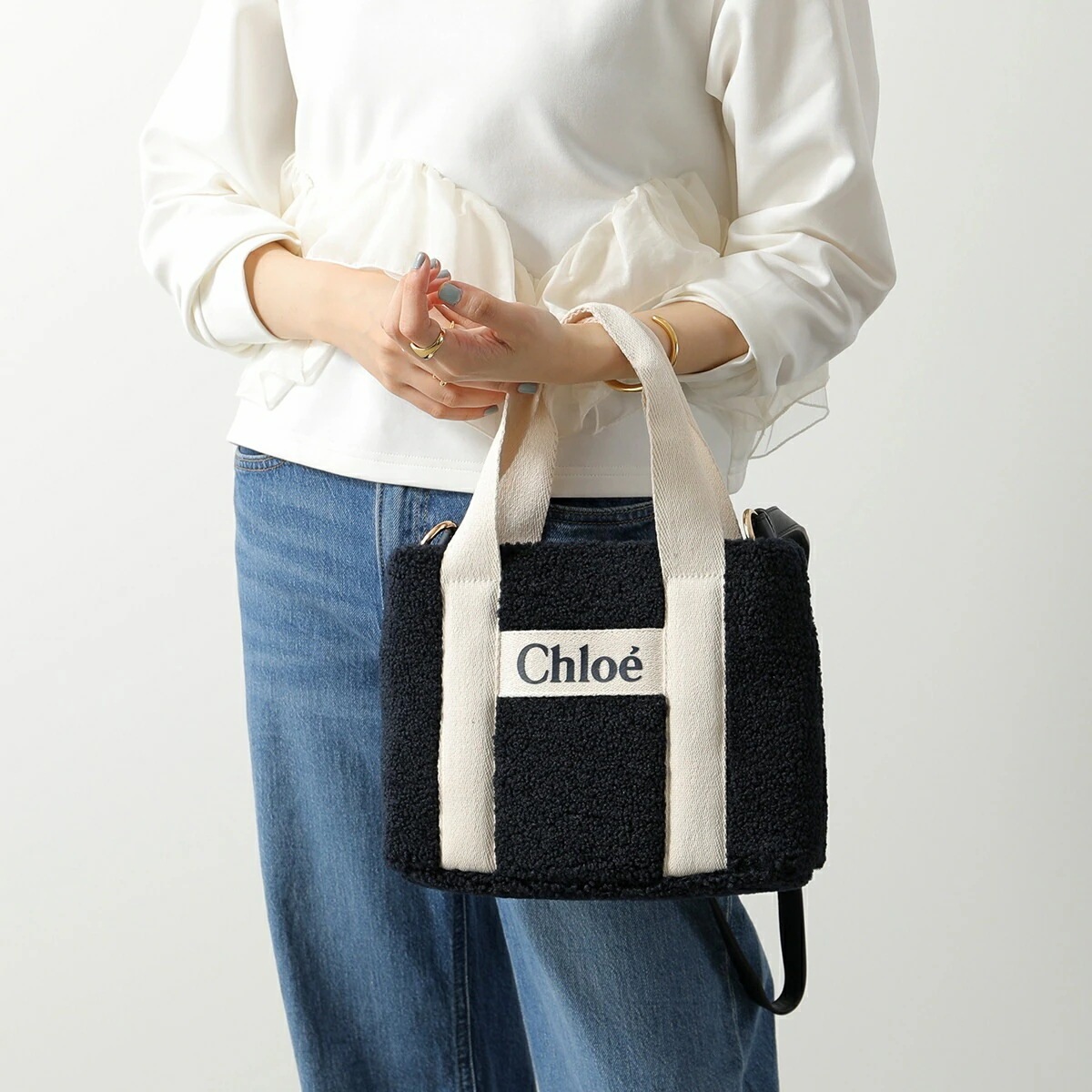 Chloe Kids クロエ キッズ ショルダーバッグ C20688 レディース ガールズ ボア ミニトート ハンドバッグ ロゴ 鞄 859/NAVY