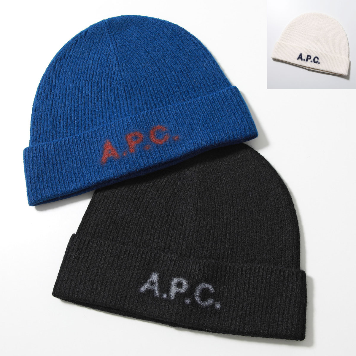 APC A.P.C. アーペーセー ニット帽 Harry WVBDK M25085 メンズ リブ ロゴ ビーニー メリノウール ニットキャップ カラー3色