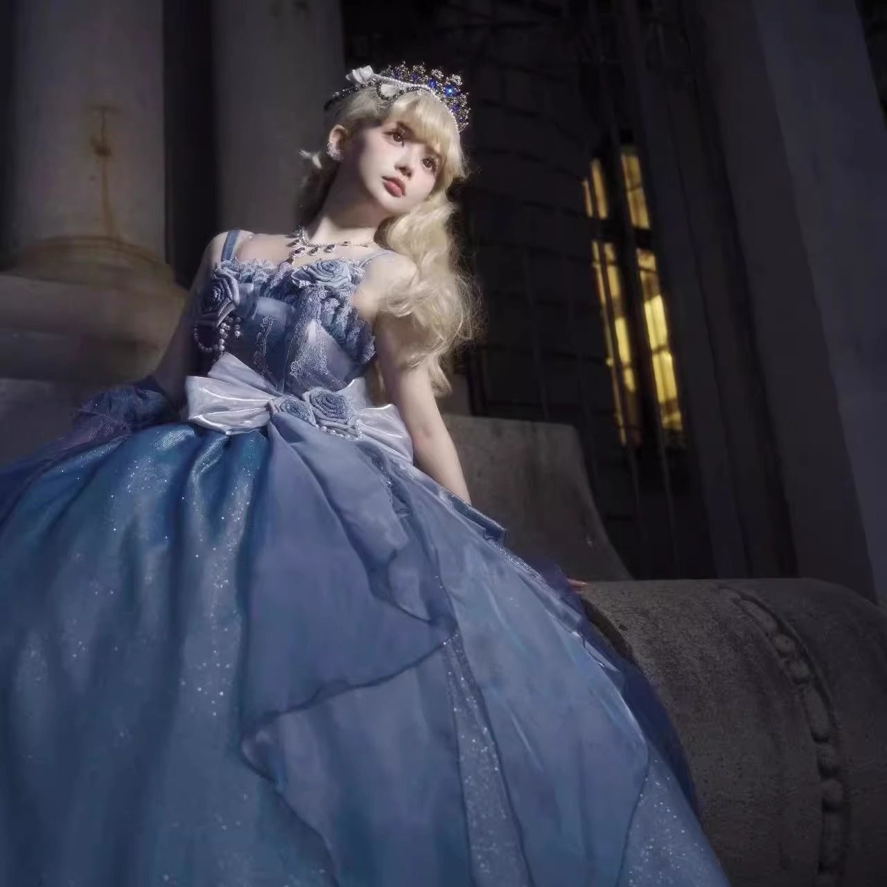 星河花嫁Lolita蜜桃白茶オリジナルデザインjskドレスワンピース尾姫スカート