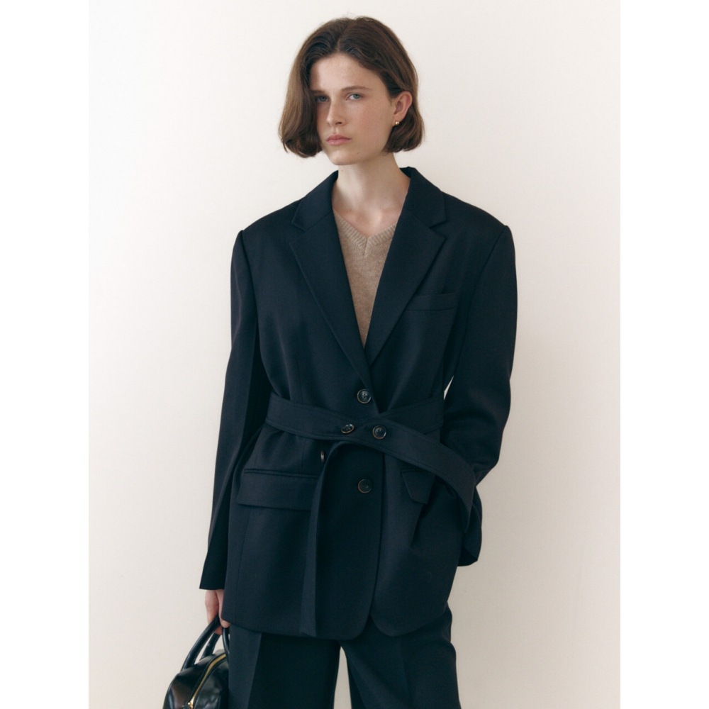 ファブリコロジーベルト付きオーバーフィットジャケット 2color