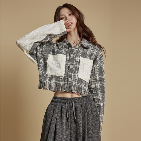 S787 チェック レザー シャツ