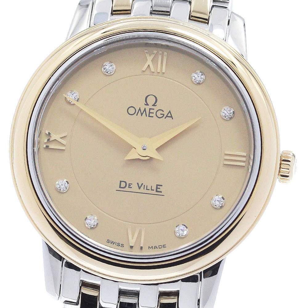 オメガ OMEGA 424.20.27.60.58.001 デビル プレステージ 8Pダイヤ クォーツ レディース 良品 保証書付き_962068【中古】