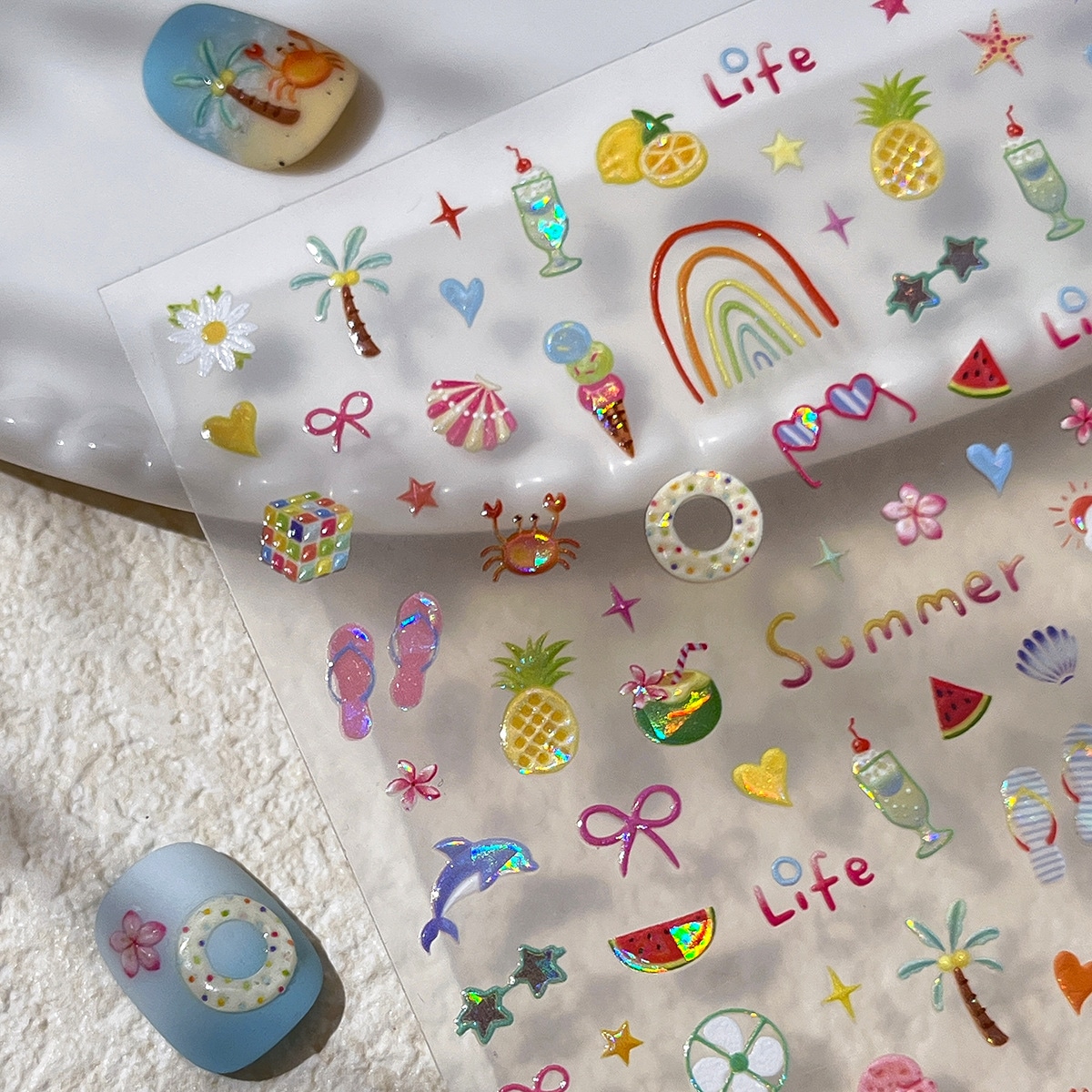 【1点ご購入 で10点プレゼントいたします】シェルライトサマー小物ネイルシールプチフレッシュカラフルサマーデコレーションシール