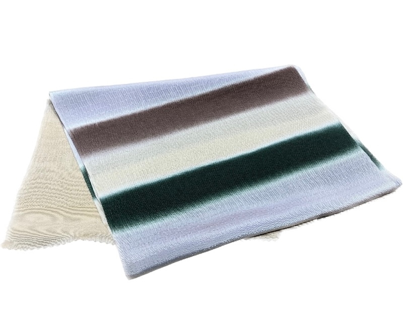 帯揚 カラフルボーダーちりめん帯揚げ 薄香色 (全７色) [obiage009]