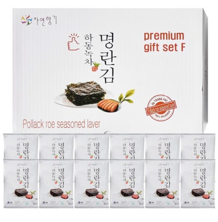 ハドン緑茶 明太子味焼き海苔 全形ギフトセット（1袋30g・5枚入×12袋／計360g）/韓国海苔/韓国明太子海苔/明太子味付き海苔/韓国味付け海苔