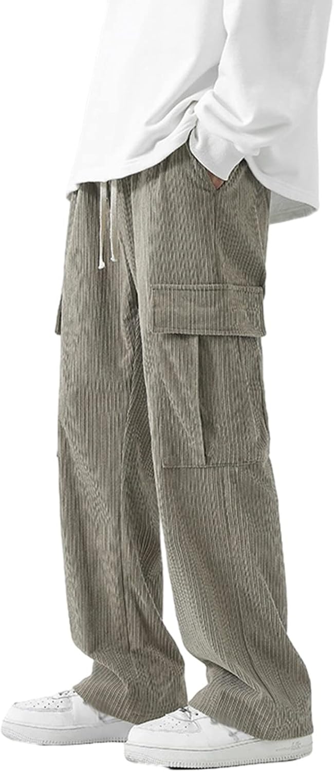 カーゴパンツ ロングパンツ メンズ ワークパンツ コーデュロイ ワイド ストレート 通気性 マルチポケット 日系 おしゃれ 気持ちいい 通気 速乾 スポーツ ストリート カジュアルパンツ 散