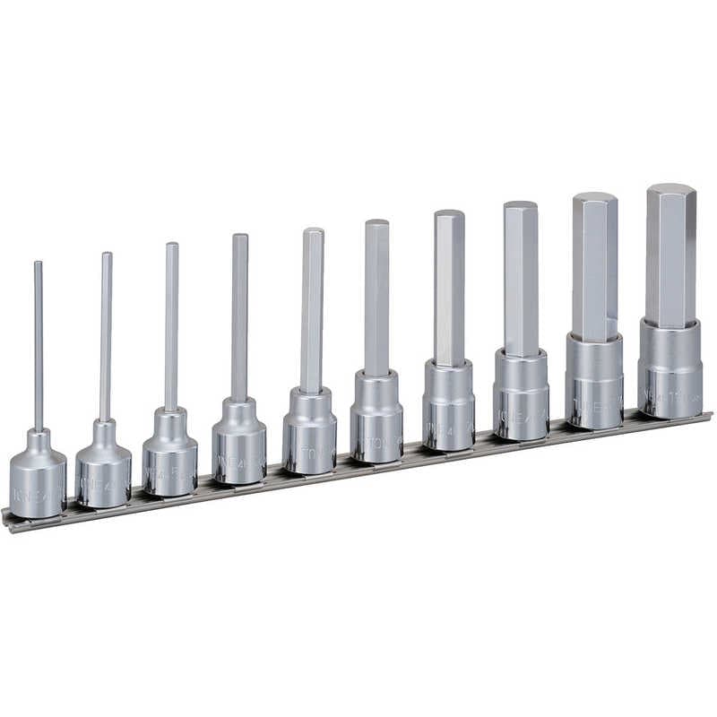 TONE　ロングヘキサゴンソケットセット(ホルダー付) 10pcs　HH410LA