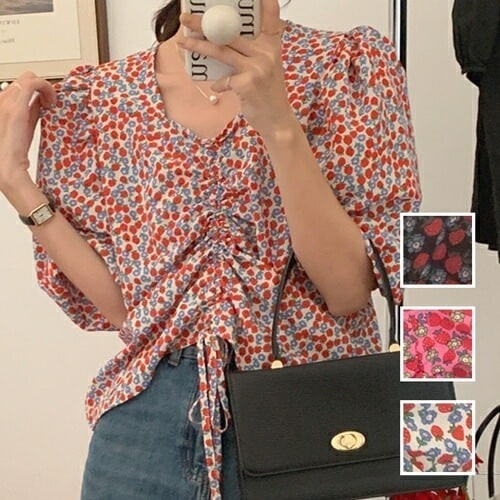 ブラウス シャツ 韓国 ファッション レディース 春 夏 カジュアル コーデ シンプル 定番 セレカジ 20代 30代 40代 2025 パフスリーブ ドレープ プルオーバーブラウス