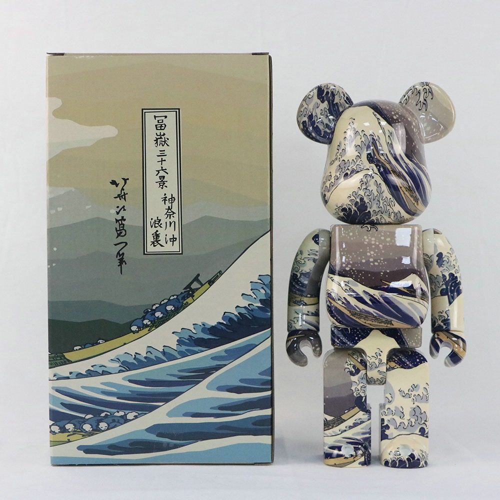 ベアブリック 400% 神奈川沖浪裏 高さ28cm 油絵風 デスクトップコレクション オーナメント ギフト 人形