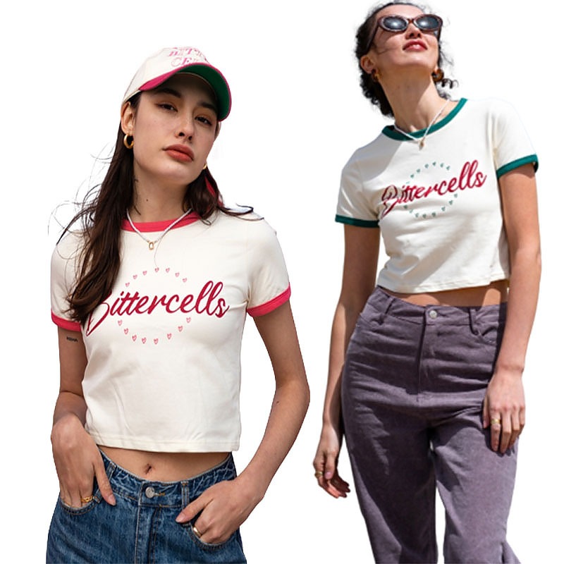 韓国の人気ブランド VINTAGE RINGER TEE-PINK / GREEN 2色