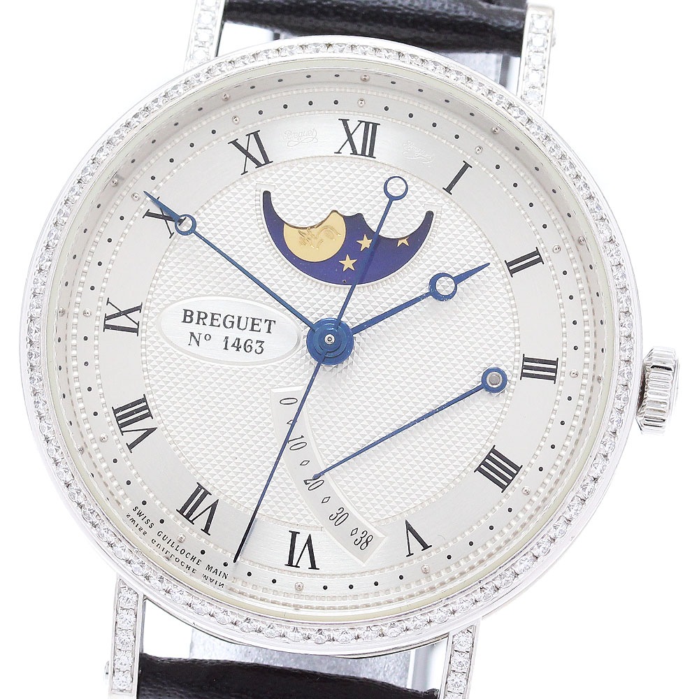 ブレゲ Breguet クラシック8788 K18WG ムーンフェイズ ダイヤベゼル 自動巻き メンズ 保証書付き_820817【中古】