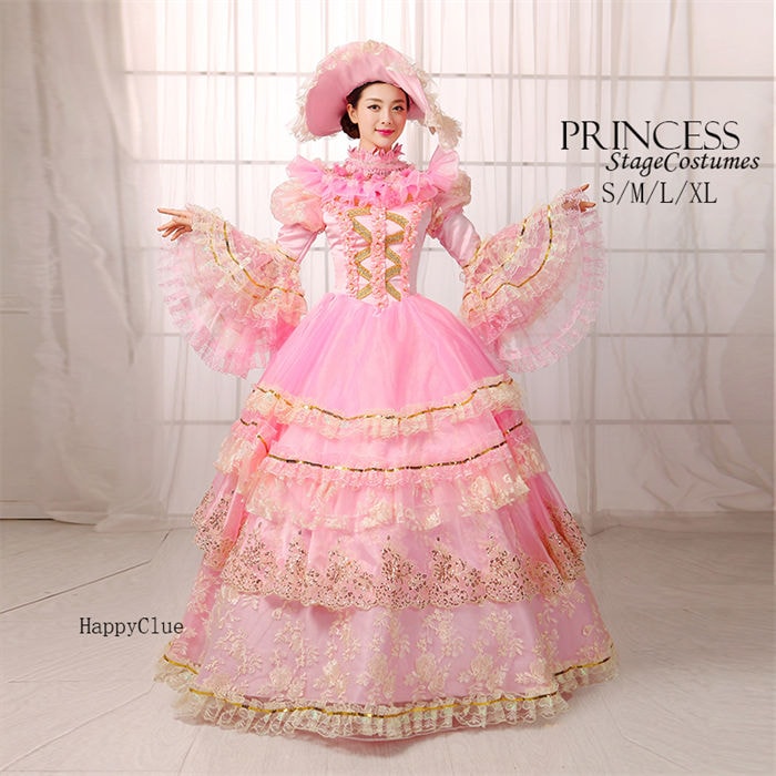 パーティー 中世ヨーロッパ 宮廷服 演出服 貴族ドレス 華やか プリンセス ロングドレス お嬢様 ステージ衣装 宮廷 舞台劇 演劇 おしゃれ フレア袖 レース オペラ声楽 学園祭 文化祭 イベント衣装