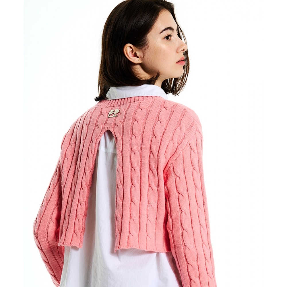 FREI スリットバッククロップニット (PINK)ニット