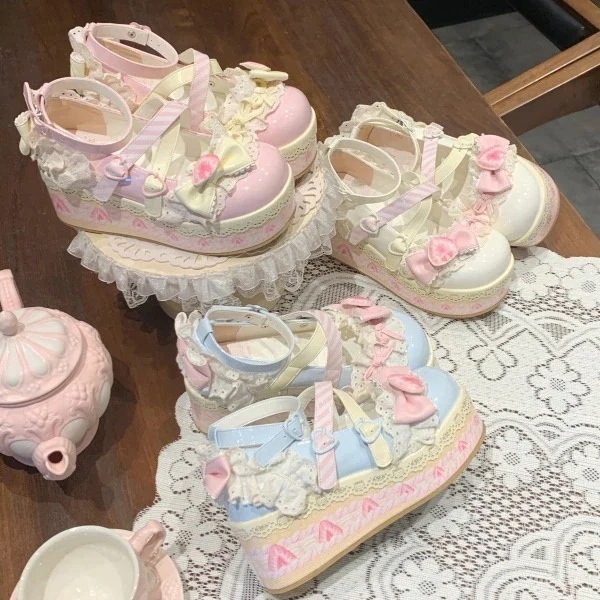 【迅速出荷】ヒールパンプス スタイルアップ！ヒールパンプス バレエ風靴オリジナルロープリンセス靴 夏靴ハイヒール Lolita靴