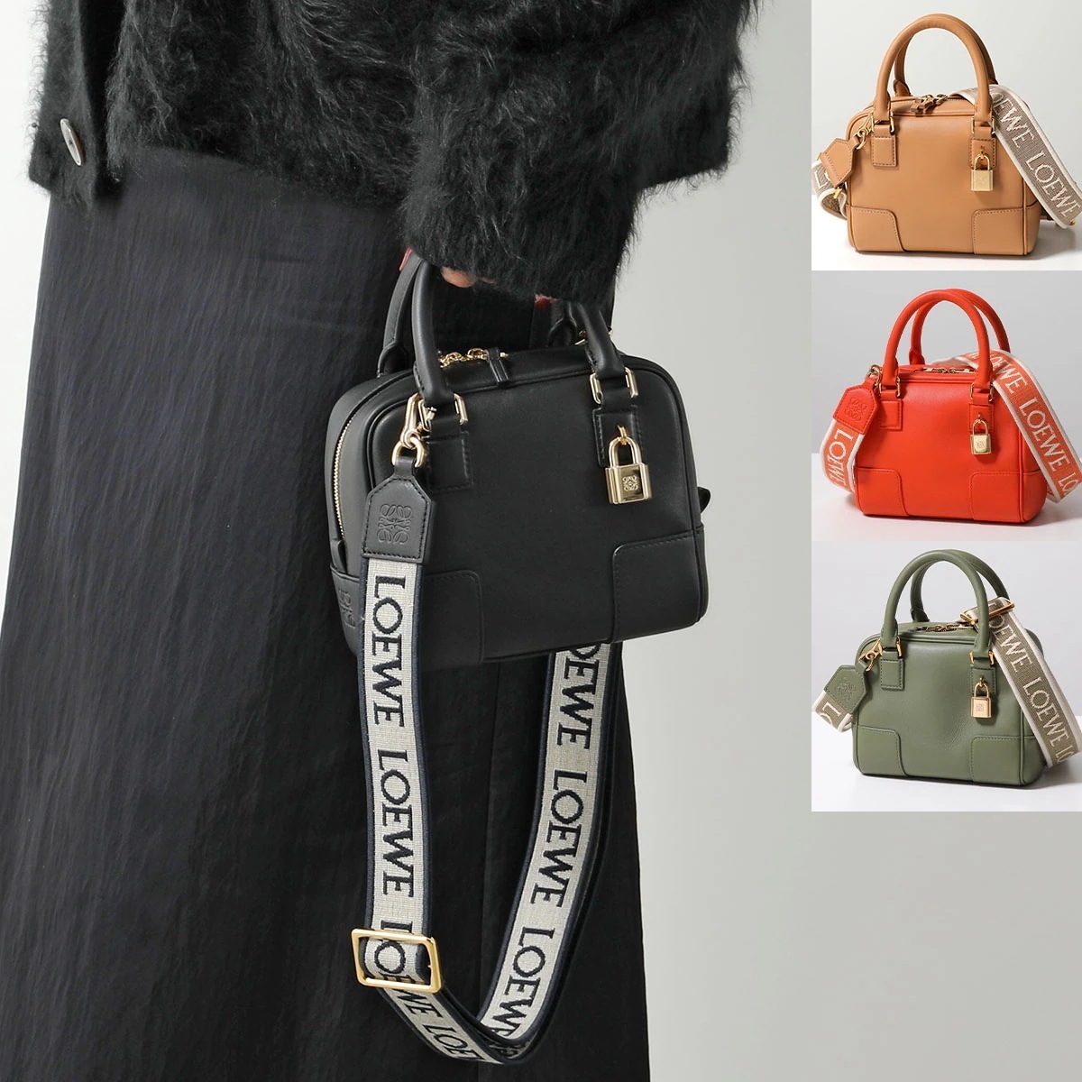 LOEWE ロエベ ショルダーバッグ AMAZONA 16 SQUARE アマソナ スクエア A039N21X01 レディース アナグラム レザー 鞄 カラー4色 A039N21X011100