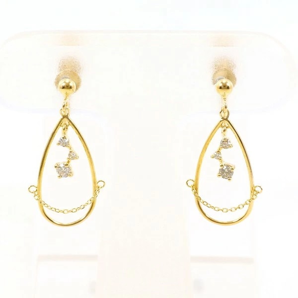 K18 18金 YG イエローゴールド イヤリング ダイヤ 0.06×2 ジュエリー 中古