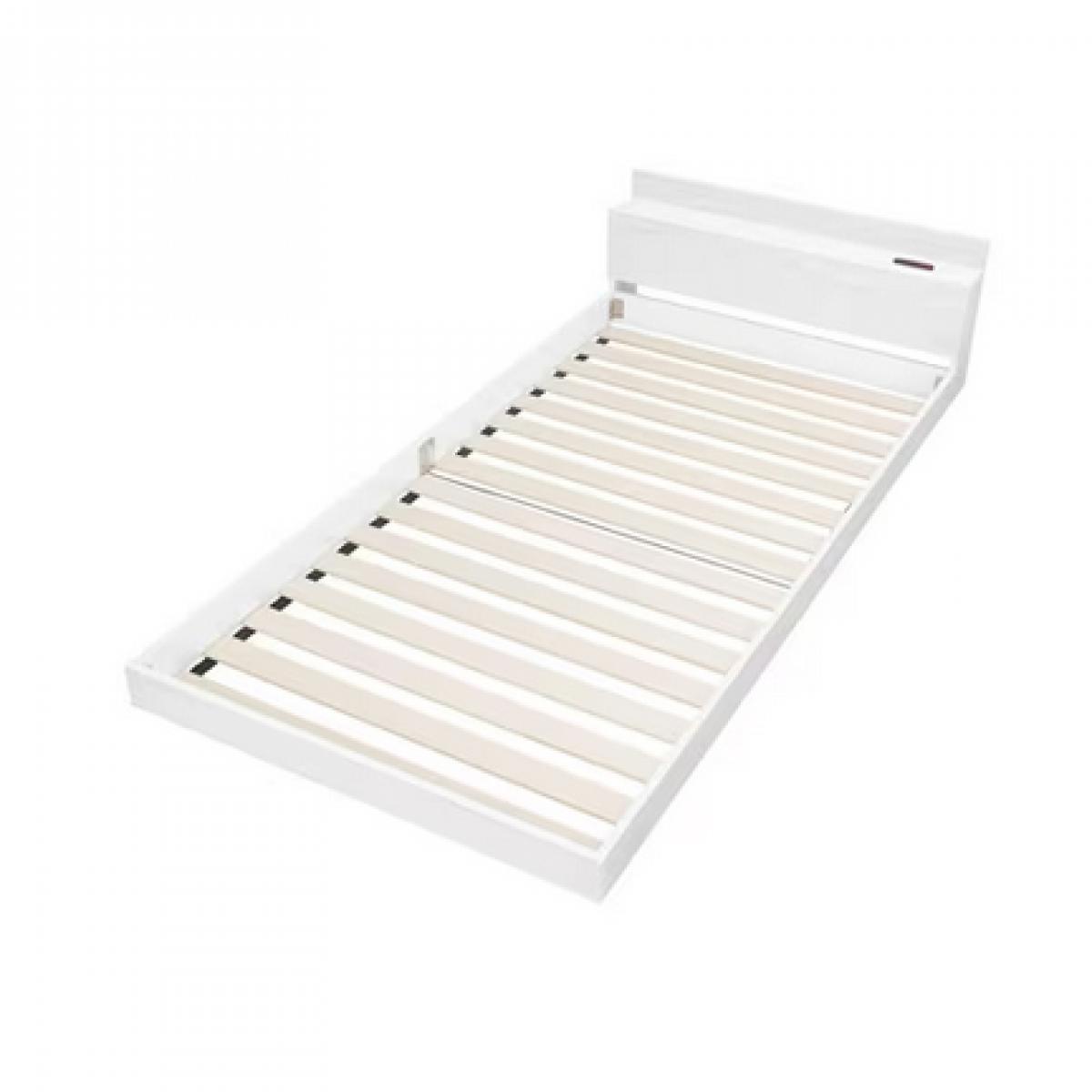 【I】アイリスオーヤマ フロアベッド シングル FBM-S ホワイト　ローベッド 2口コンセント すのこ【お客様組立】【代引き不可】