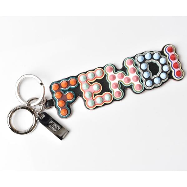 キーホルダー/キーリング/バッグチャーム FENDI ロゴモチーフ ラバー/レザー マルチカラー【中古】