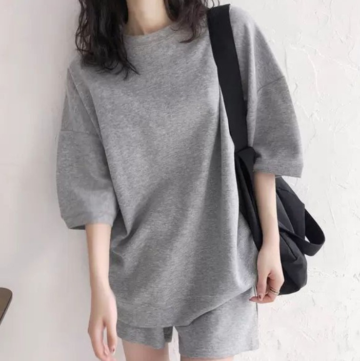 セットアップ モテアイテム スウェット ジャージ 部屋着 七分袖 Uネック 綿 コットン 可愛い きれいめ 上品 おしゃれ かっこいい 可愛い ラブリー キュート ガーリー クール モード系