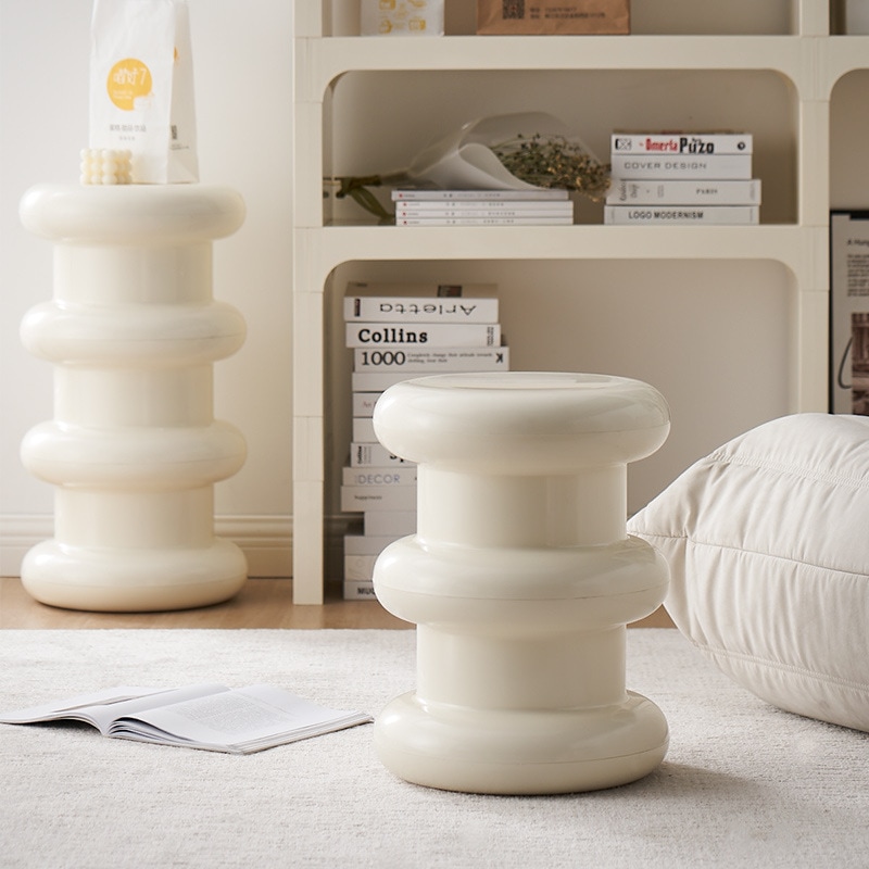 スツール ラウンド 丸型 ABS 椅子 いす チェア おしゃれ 北欧 玄関 インテリア ロータイプ ローチェア ホワイト ブラック 1段 2段