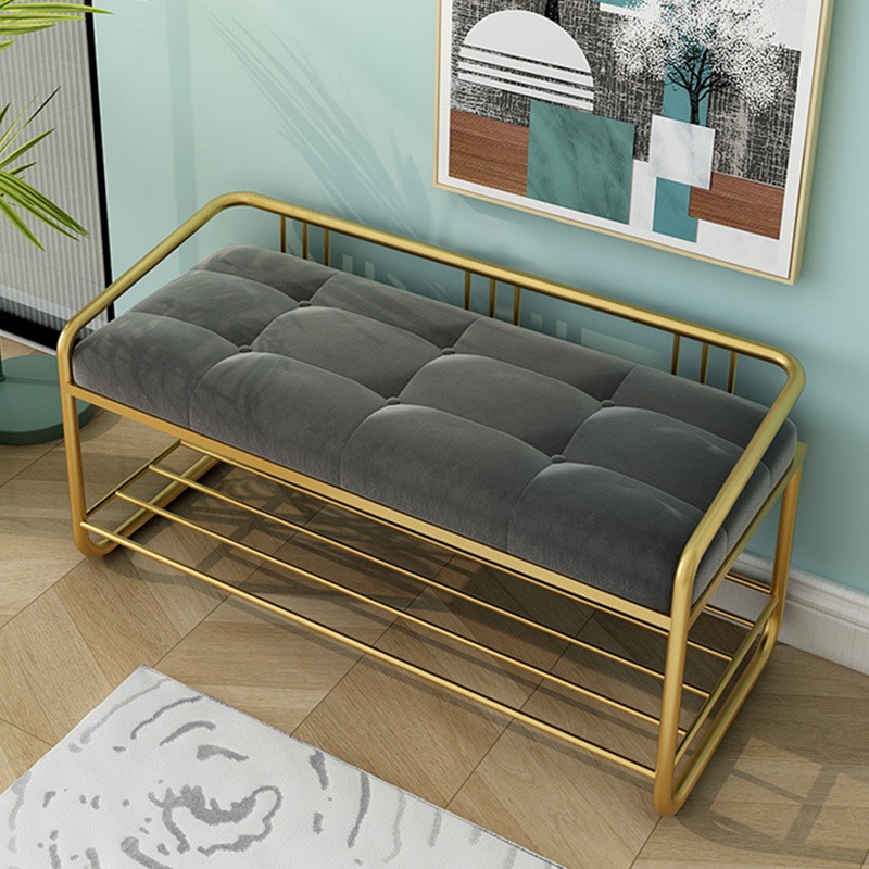 ロング スツール ベルベット調 靴交換 幅 80cm チェア シューズラック 付き おしゃれ かわいい ベンチシート 玄関 収納 ピンク グレー