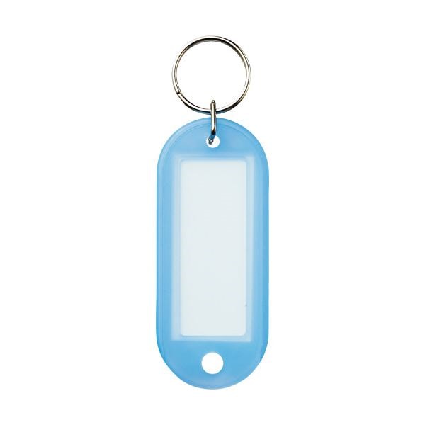 （まとめ）TANOSEE キーホルダー名札 青1セット（50個：10個x5パック） [x10セット]