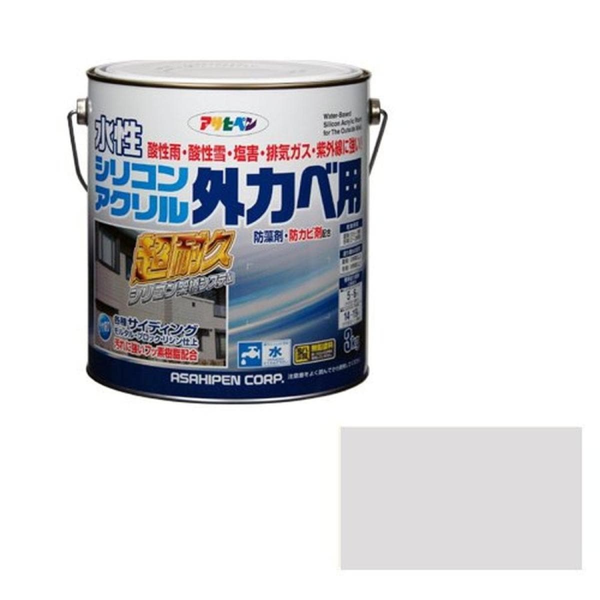 アサヒペン 水性シリコンアクリル外カベ用 ソフトグレー 3kg 4,796円