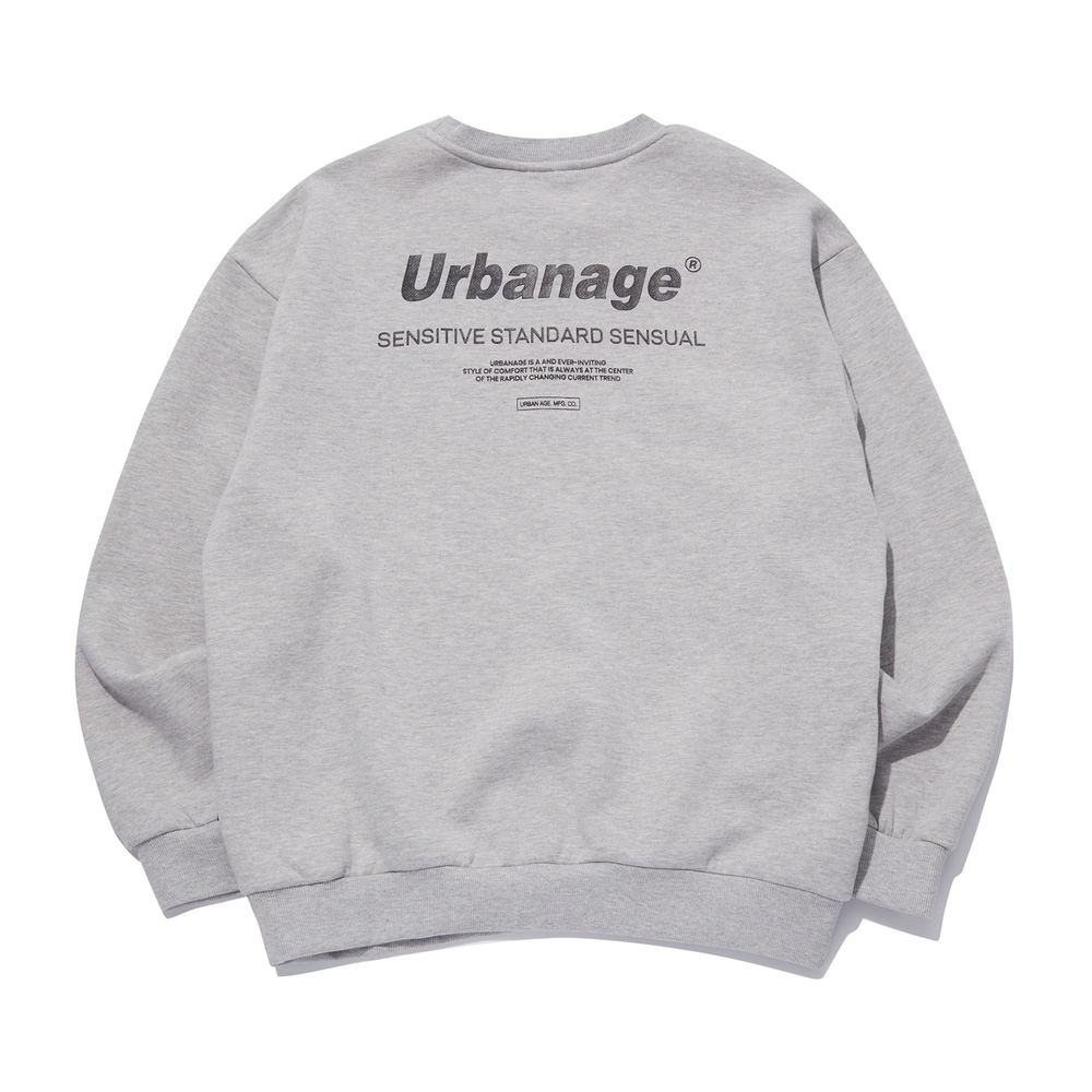 URBANAGEカラーセンシュアルオーバー起毛マンツーマン_メランジグレー