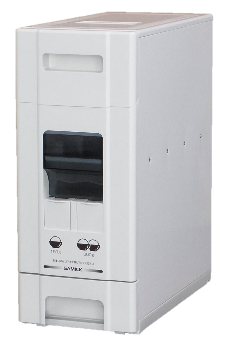 幅19cm 10kg用 米びつ コンパクトライスディスペンサー ホワイト（12kg収納)