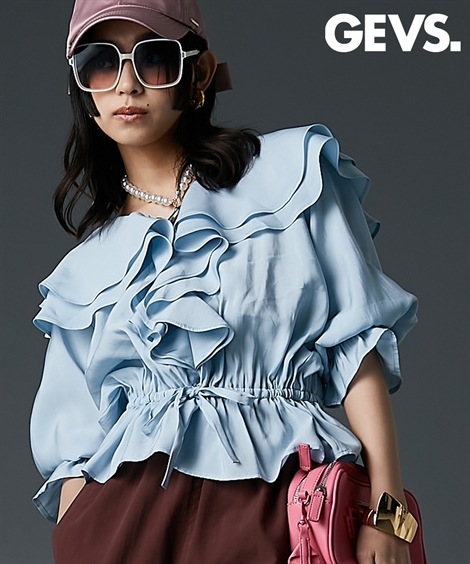 シャツ・ブラウス フリルブラウス 大きいサイズ有 GEVS.