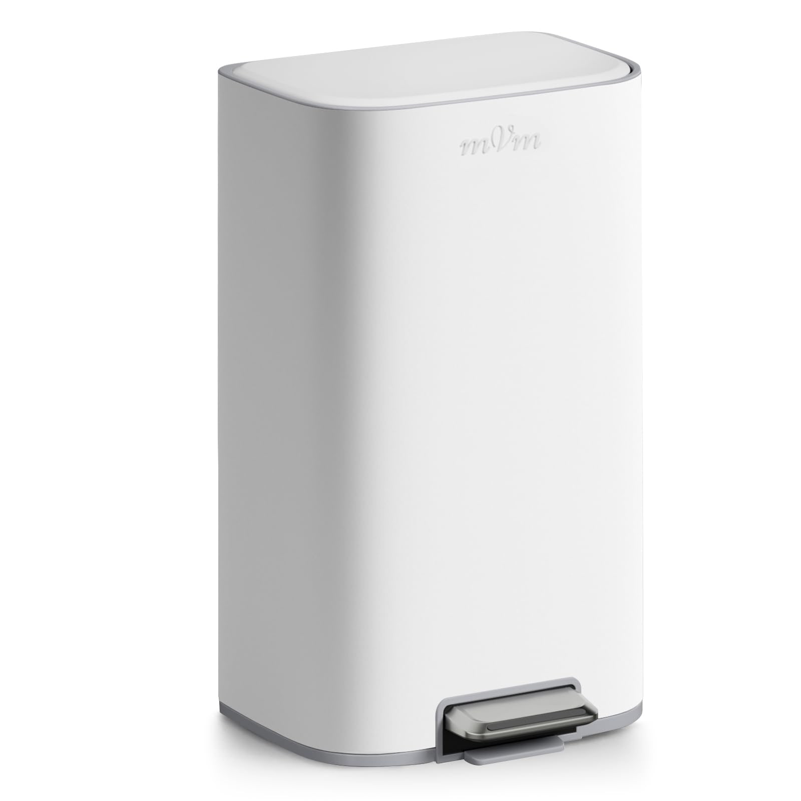 mVm ゴミ箱 30L ダストボックス ステンレス製 ふた付き おしゃれ ペダル式 大容量 静音 指紋防止 袋が見えない キッチン リビング オフィス用 長方形 ホワイト