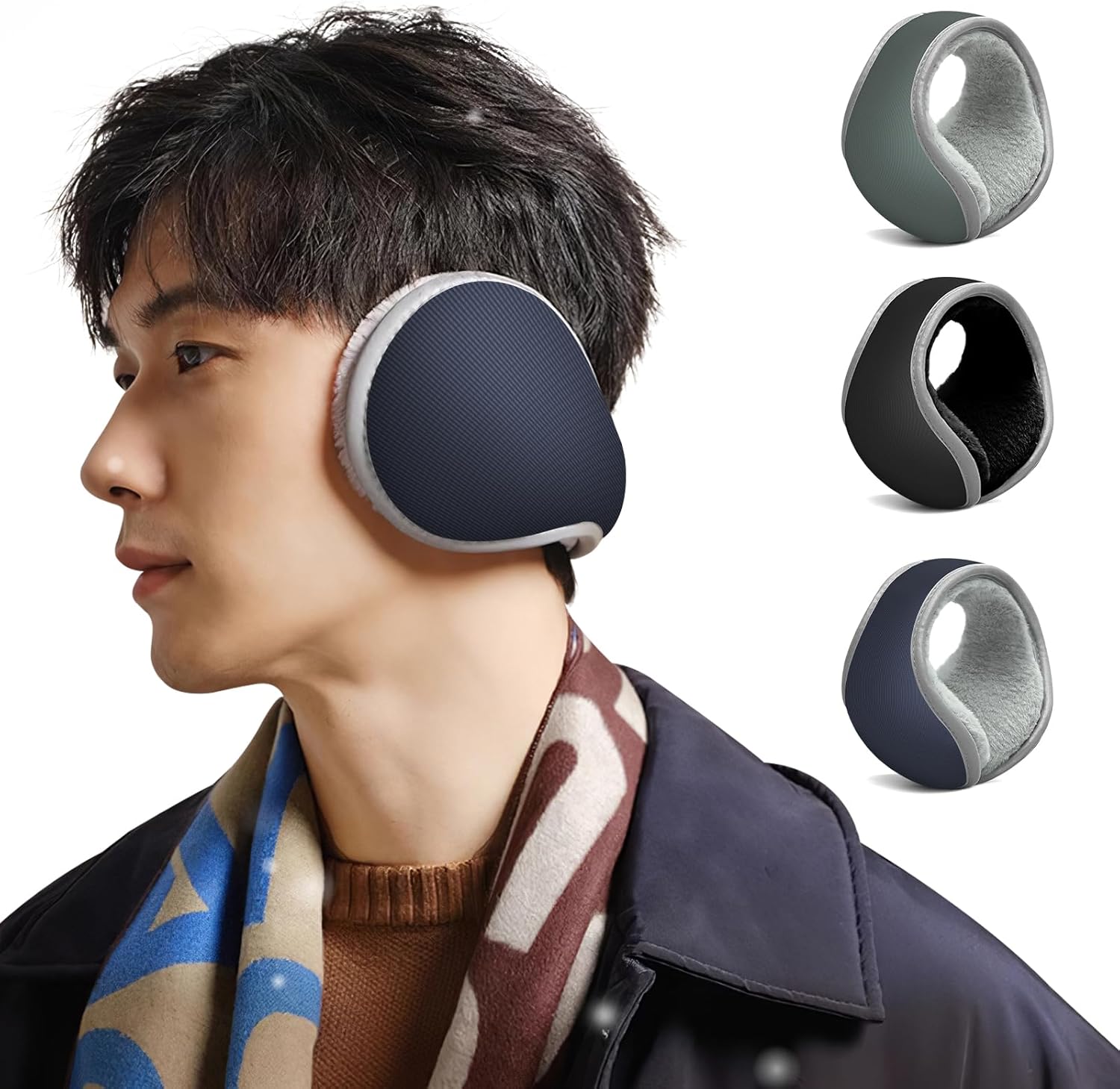 折り畳み式防寒イヤーマフ 裏起毛で保温性が高く調節可能な耳あて