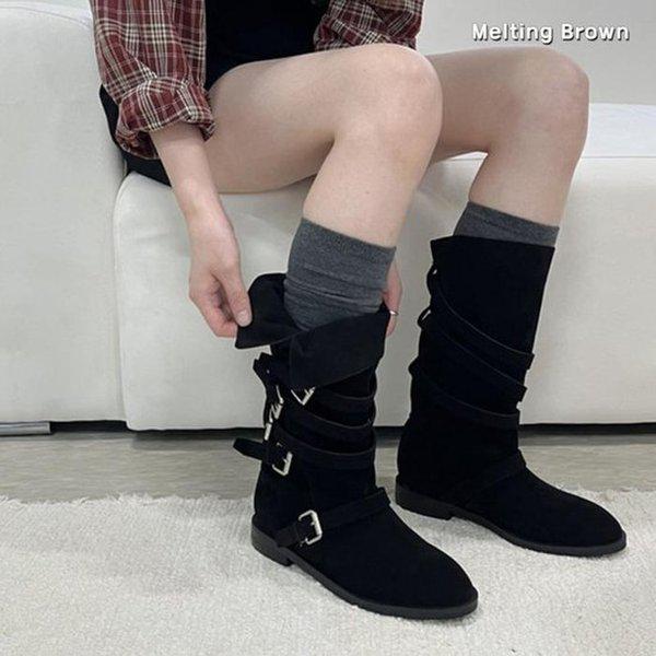 女性ミドルブーツ スエード 폴딩부츠 K19