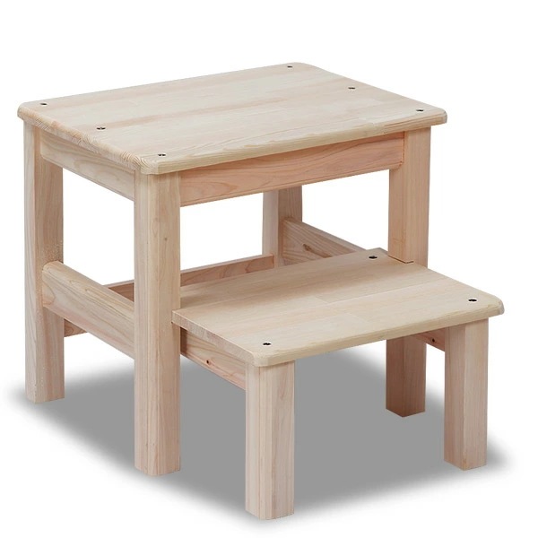 【国産完成品】2段式木製踏み台(高さ約40cm) のれるん台 H型