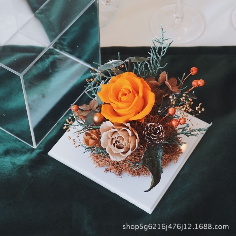輸入プリザーブドフラワーローズプリザーブドフラワーガラスの置物ギフトボックスバレンタインアイデアギフト