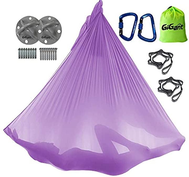 ギグアント 公式 エアリアルヨガ 専用 ハンモック フルセット 5ｍx2.8ｍ 空中 ヨガハンモック エクササイズ エアロヨガ フィットネス 国内正規品 ラベンダー( ラベンダ)