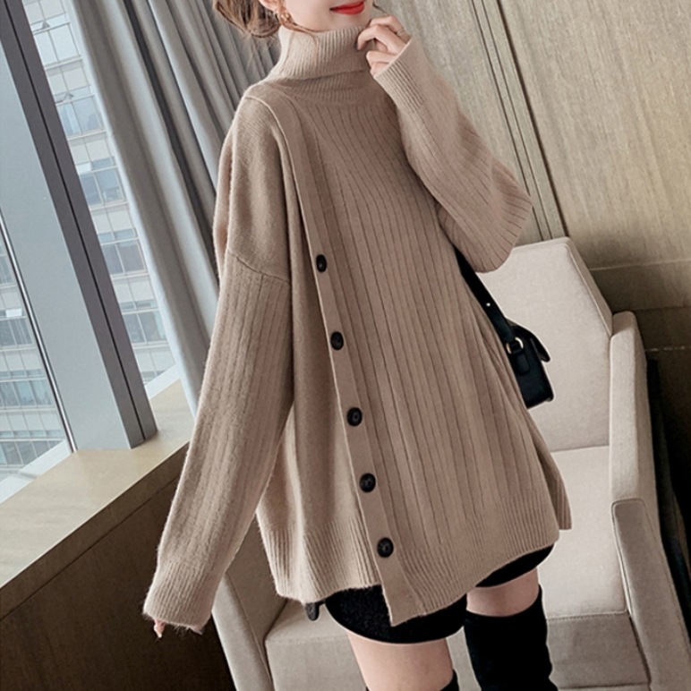 トップス ニットソー セーター プルオーバー ミディアム丈 ミドル丈 長袖 ハイネック タートルネック ニット かわいい 大人可愛い きれいめ シンプル カジュアル 大人 上品 おしゃれ お洒落