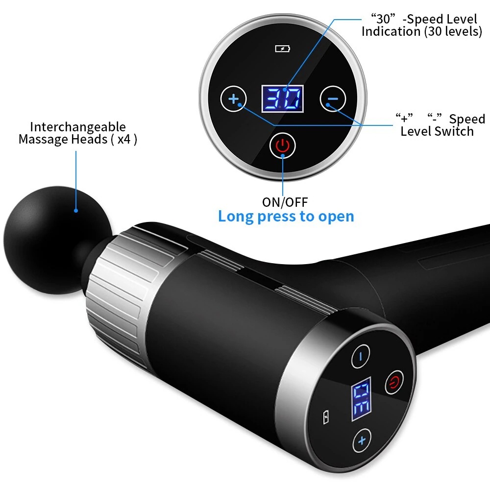 全身ケア リラックス 電動マッサージガン 高周波マッサージャー 全身ケア リラックス 30スピード LED療法用 フィットネス用