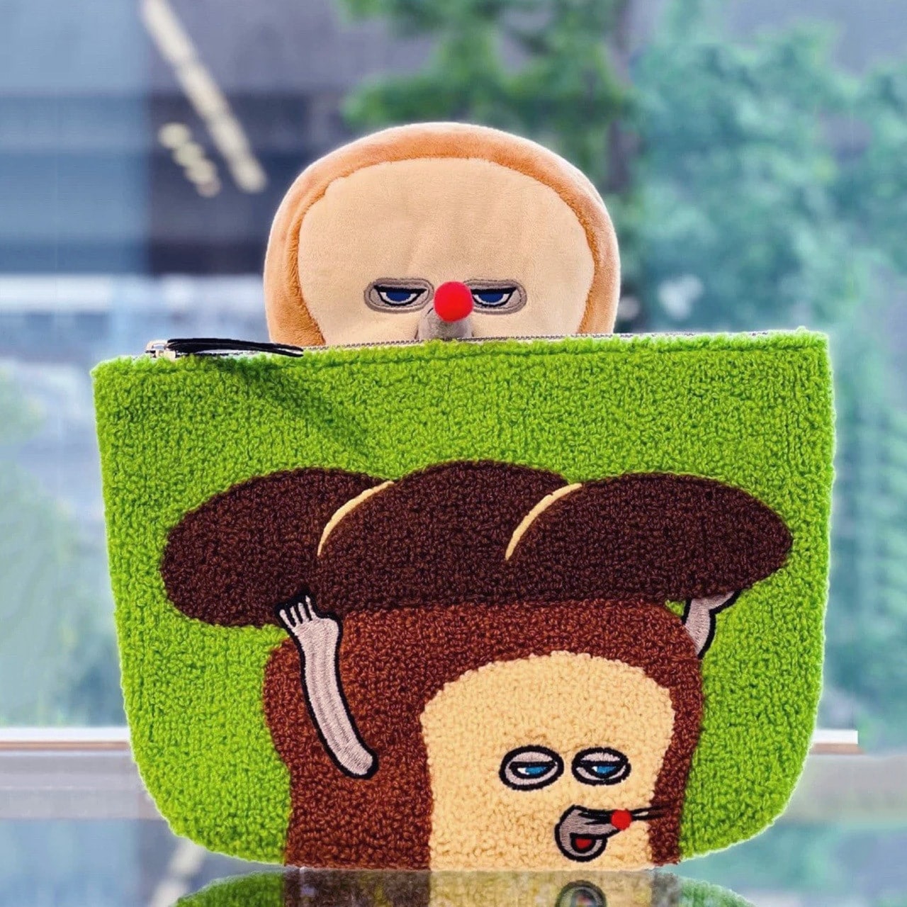 10個セット ふわふわ刺繍化粧ポーチ キャラクター可愛いハンドティッシュ収納バッグ 文具ペンケース