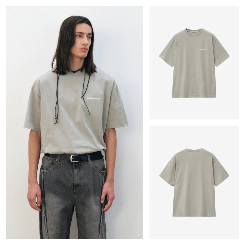 【INSILENCE】 FRONT LOGO T-SHIRT : GREY BEIGE