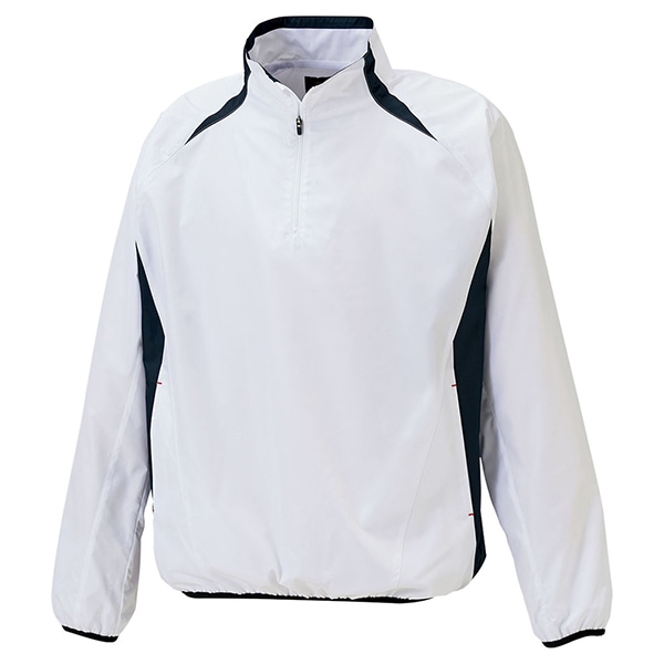 ゼット 野球ウエア 長袖ハーフジップジャンパー ホワイト/ネイビーA S BOV335 1129A