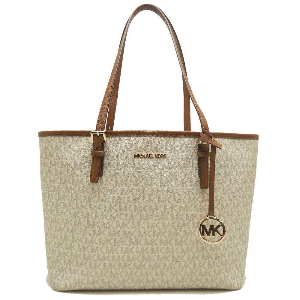 Michael Kors マイケルコース ジェットセットトラベル 35H8GTVT2B トートバッグ PVCxレザー アイボリー ブラウン レディース /253140【中古】