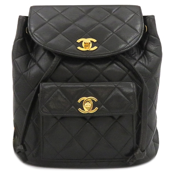 シャネル CHANEL リュック・デイパック マトラッセ チェーン リュックサック ラムスキン ブラック ゴールド金具 黒 30*****【中古】