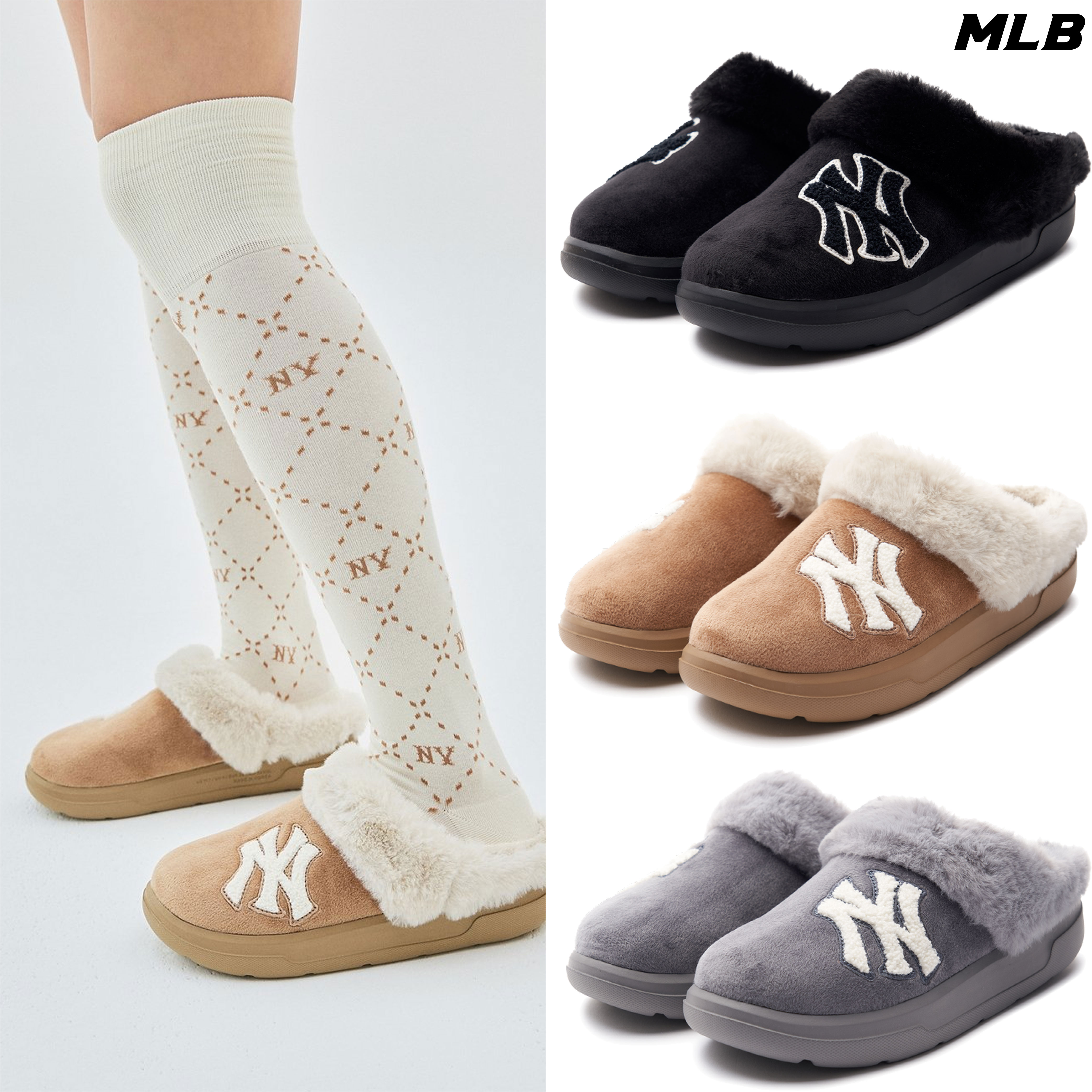 【セレブ愛用】バウンサーパースリッパシューズメンズ レディース3AWBPSF46ニューヨークヤンキースBOUNCER FUR MULE 男女兼用シューズ運動靴