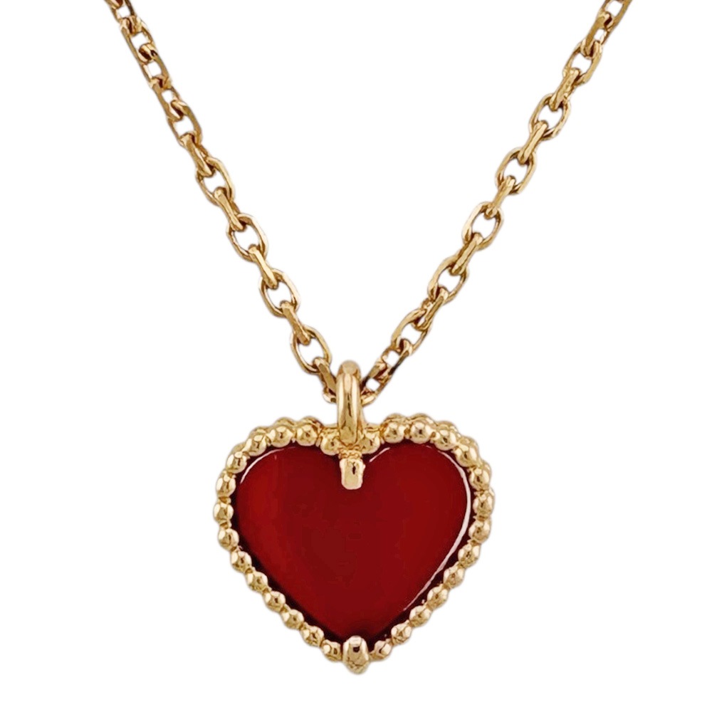 ヴァンクリーフ＆アーペル スウィート ハート ネックレス 18金 K18ピンクゴールド カーネリアン Van Cleef & Arpels 中古 美品
