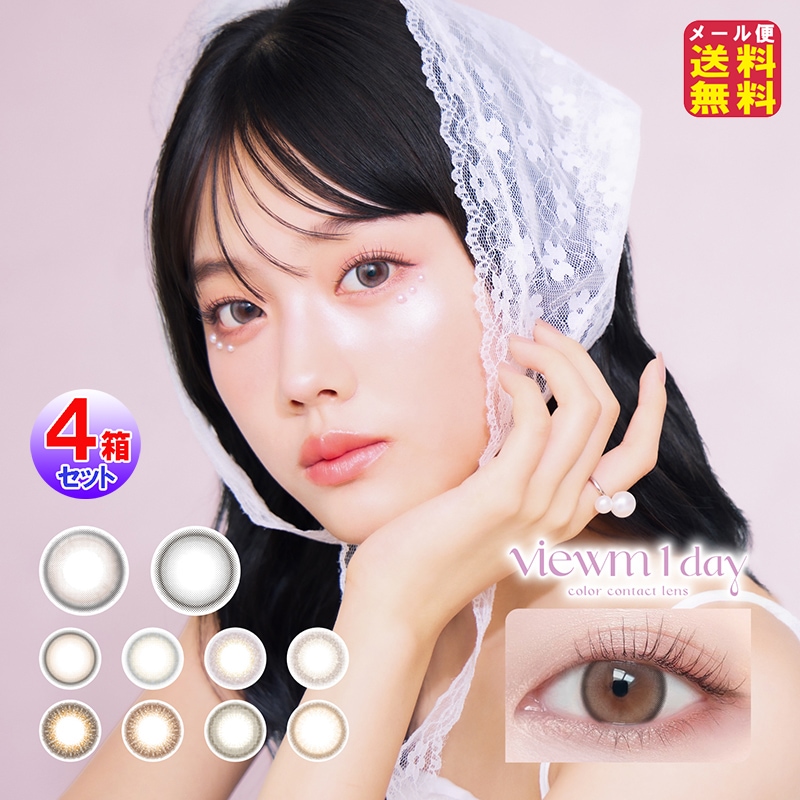 Viewm1dayビュームワンデー 10枚入4箱セット 1day カラコン ワンデー 度あり 平松 想乃 本田翼 カラーコンタクト 満月パンケーキ 奥目カラコン