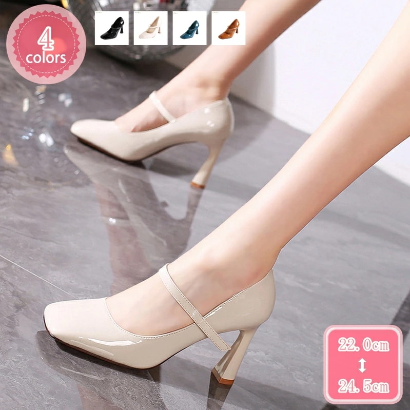 1000円OFFクーポン パンプス 痛くない レディース ヒール 走れる 疲れない 美脚 おしゃれ きれいめ 安定感 ストラップ 通勤 大きいサイズ 小さいサイズ 歩きやすい クッション エナメル 黒